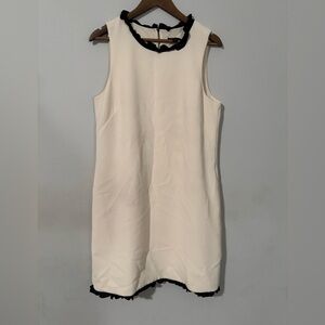 J. Crew - Black Ruffle Trim Cream Dress